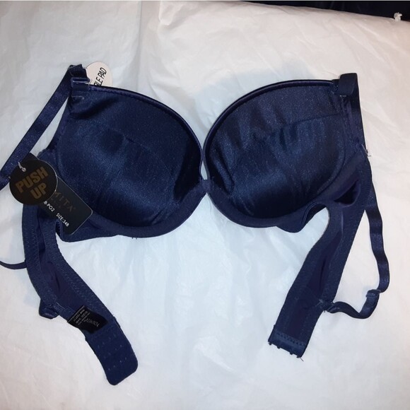 Youmita Shiny Navy 34B Push Up Plunge Bra NWT - Picture 5 of 11